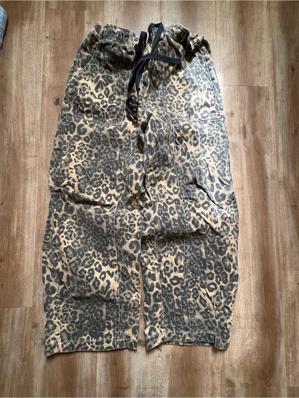 Nordstrom Leopard Print Drawstring Joggers - Tan & Black